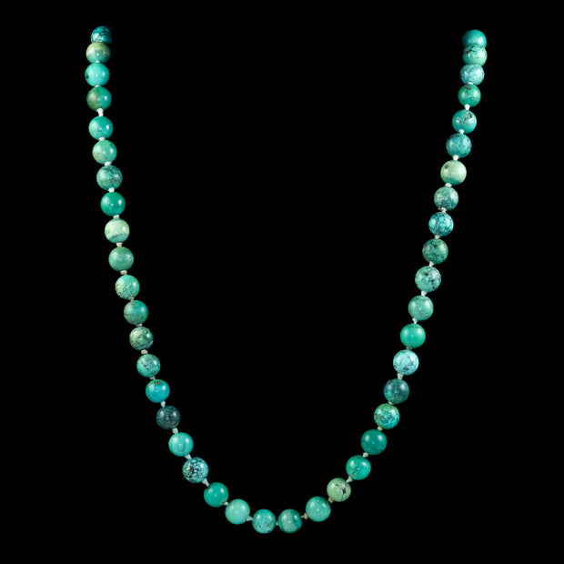 Antique Victorian Turquoise Bead Necklace Circa 1880 Cert