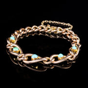 Antique Victorian Turquoise Curb Bracelet 15Ct Rose Gold Circa 1860