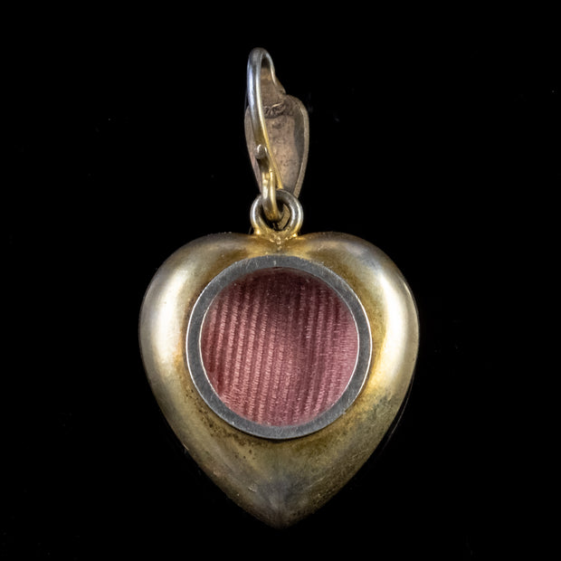 Antique Victorian Turquoise Heart Locket 18Ct Gold Silver Circa 1860