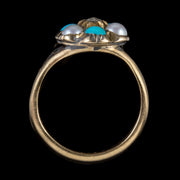 Antique Georgian Turquoise Pearl Diamond Cluster Ring
