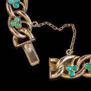 Antique Victorian Turquoise Shamrock Curb Bracelet 9Ct Gold Circa 1900