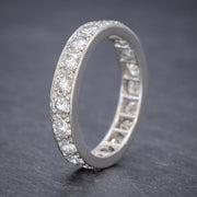 Vintage Full Diamond Eternity Ring 18Ct White Gold Circa 1920