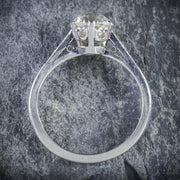 Edwardian Style Diamond Solitaire Engagement Ring Platinum 1.58Ct Of Diamonds
