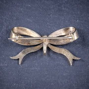 Antique Edwardian Rose Cut Diamond Bow Brooch 18Ct Gold Circa 1910 Boxed