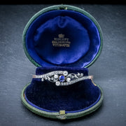 Antique French Sapphire Diamond Bangle 18Ct Gold Circa 1910 Boxed