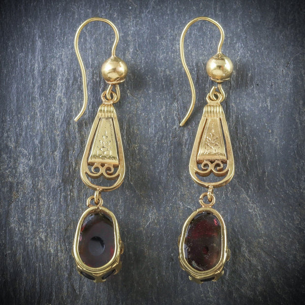 Antique Georgian Garnet Earrings 18Ct Gold Circa 1800