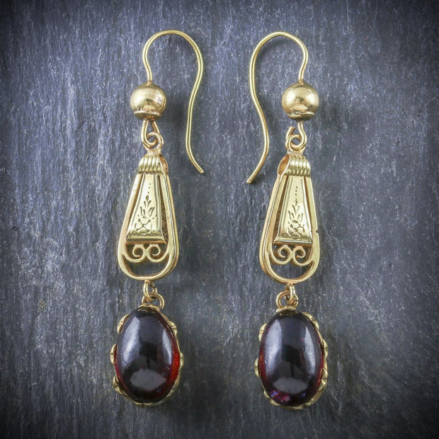 Antique Georgian Garnet Earrings 18Ct Gold Circa 1800
