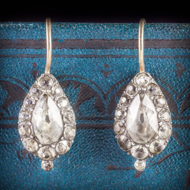 Antique Georgian Paste Earrings Boxed Circa 1800