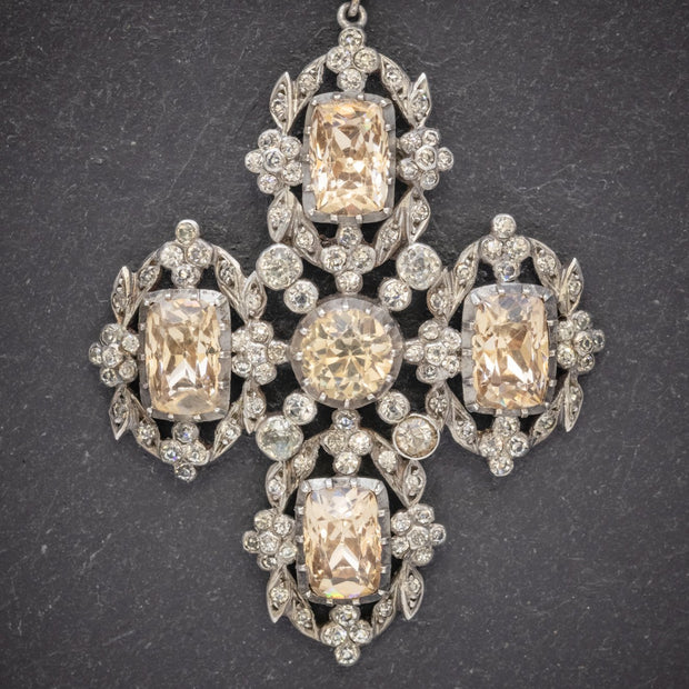 Antique Georgian Yellow Paste Lavaliere Pendant Necklace Silver Circa 1800