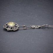 Antique Georgian Yellow Paste Stone Drop Pendant Necklace Silver Circa 1800