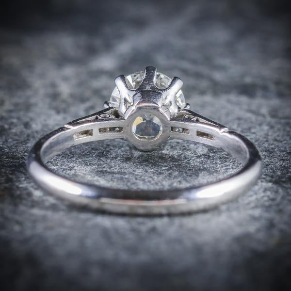 Antique Platinum Edwardian Diamond Engagement Ring 1.48Ct