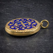 Antique Victorian 18Ct Gold Gilt Blue Enamel Locket Circa 1880