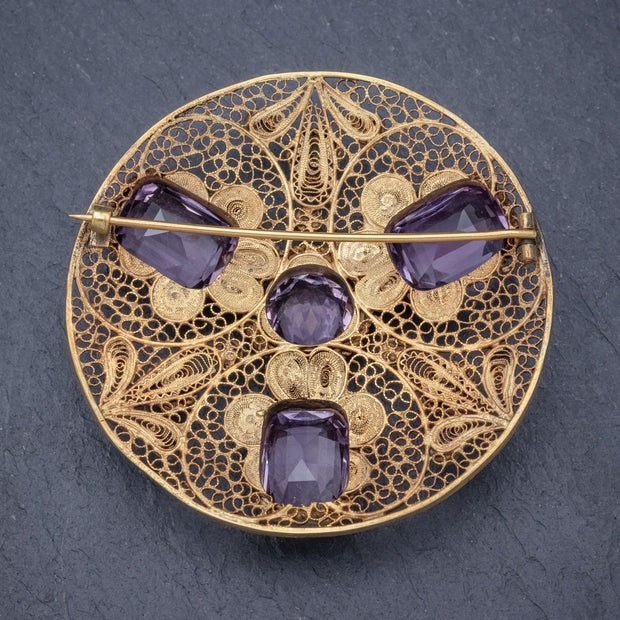 Antique Victorian Purple Spinel Brooch Pearl 18Ct Gold Silver Circa 1900