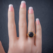 Antique Victorian Cabochon Garnet Ring 15Ct Gold Dated 1868