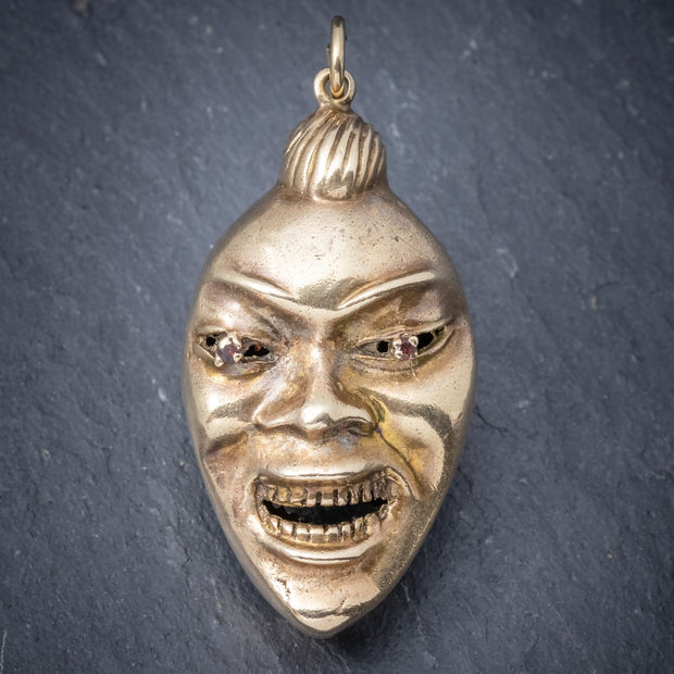 Vintage Double-Sided Face Pendant 9Ct Gold Dated 1963