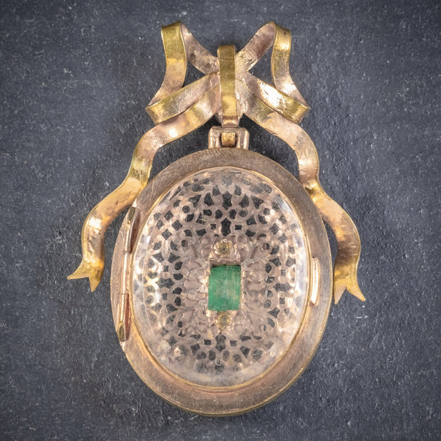 Antique Victorian French 18Ct Gold Gilt Paste Stone Locket Circa 1900