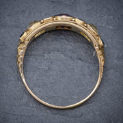 Antique Victorian Garnet Quartz Cluster Ring 15Ct Gold Circa 1900