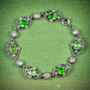 Antique Victorian Green And White Paste Bracelet Silver Circa 1900