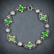 Antique Victorian Green And White Paste Bracelet Silver Circa 1900