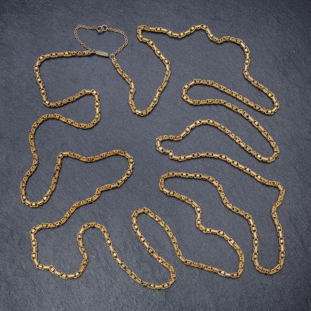 Antique Victorian Guard Chain 15Ct Gold Link Necklace Circa 1880
