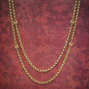 Antique Victorian Guard Chain Solid 9Ct Gold Link Necklace Circa 1880