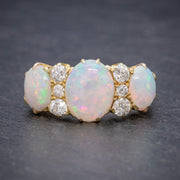 Antique Victorian Natural 5Ct Opal Trilogy Ring 18Ct Gold Circa 1880