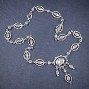 Antique Georgian Paste Silver Lavaliere Necklace with Box