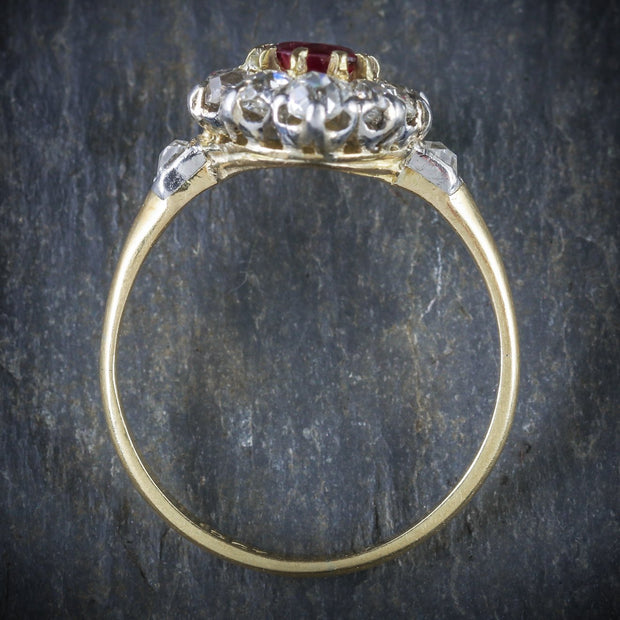 Antique Edwardian Ruby Diamond Ring 18Ct Gold Circa 1901