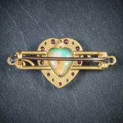 Antique Victorian Opal Ruby Diamond Sapphire Brooch 18Ct Gold