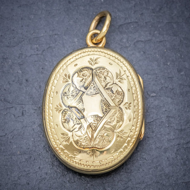 Antique Victorian Scottish Mourning Locket 9Ct Gold On Silver Circa 1860