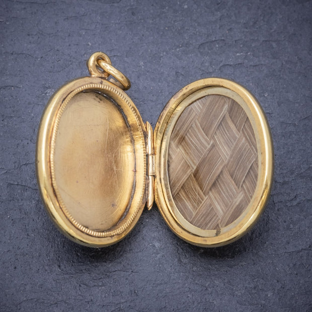 Antique Victorian Scottish Mourning Locket 9Ct Gold On Silver Circa 1860