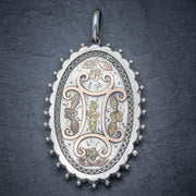 Antique Victorian Silver Gold Forget Me Not Locket Circa 1880