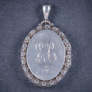 Antique Victorian Silver Locket Collar Forget Me Not Necklace Circa 1860