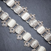 Antique Victorian Stork Locket Collar Sterling Silver Necklace Circa 1900
