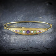 Antique Edwardian Suffragette Bangle Amethyst Pearl Peridot Dated 1914