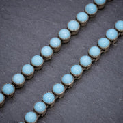 Antique Victorian Turquoise Collar Silver Link Necklace Circa 1880