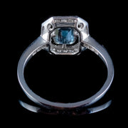 Aquamarine Diamond Cluster Ring Platinum 1.25ct Aqua