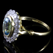 Aquamarine Diamond Cluster Ring 18Ct Gold