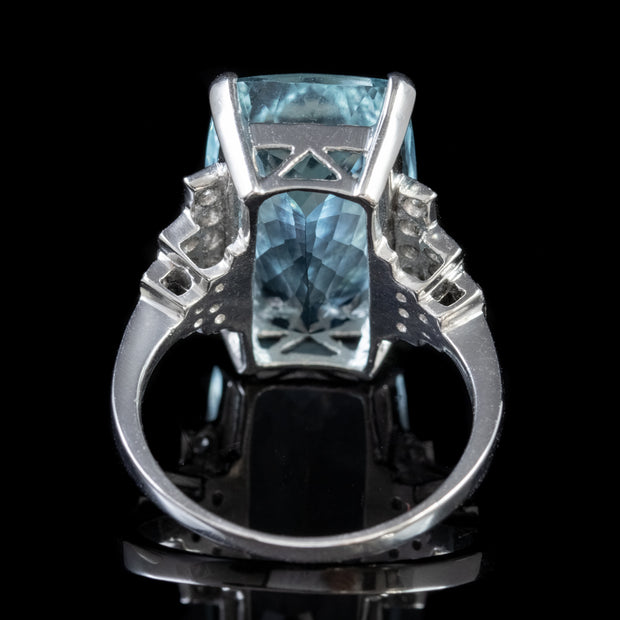 Aquamarine Diamond Cocktail Ring 15Ct Aqua Platinum