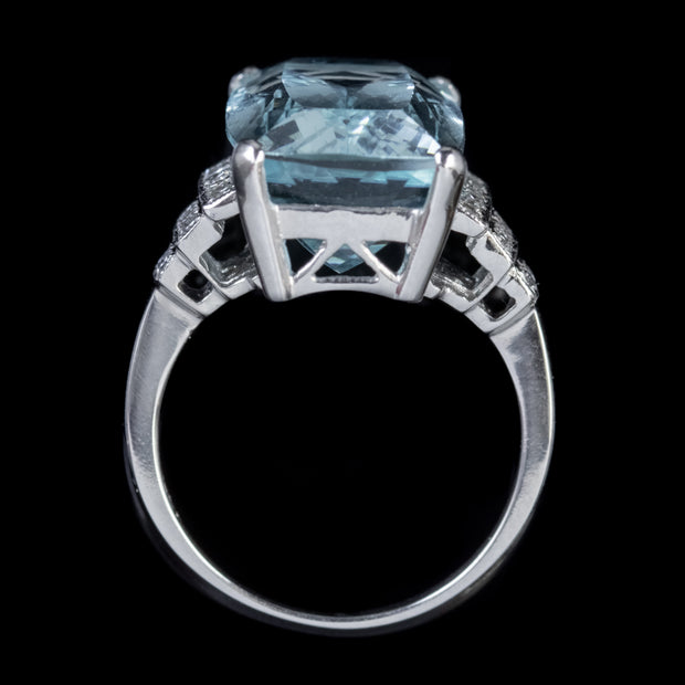 Aquamarine Diamond Cocktail Ring 15Ct Aqua Platinum