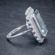 Art Deco Style Aquamarine Diamond Cocktail Ring side