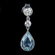 Aquamarine Diamond Drop Earrings 18Ct White Gold