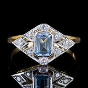 Aquamarine Diamond Ring 18Ct Gold 0.65Ct Aqua