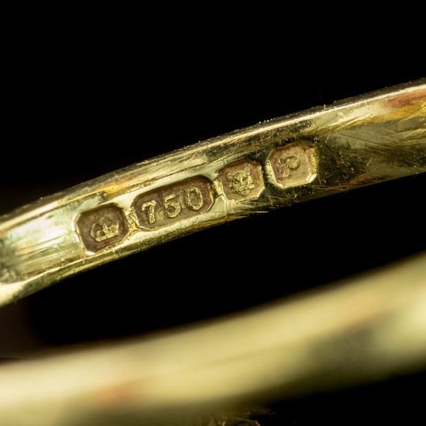 Aquamarine Diamond Ring 18Ct Gold Dated 1989