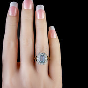 Aquamarine Diamond Ring 18Ct Gold Dated 1989