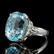 Aquamarine Diamond Ring Platinum 10.65Ct Aqua Circa 1940