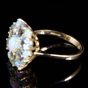 Aquamarine Opal Cluster Ring 9Ct Gold Ring