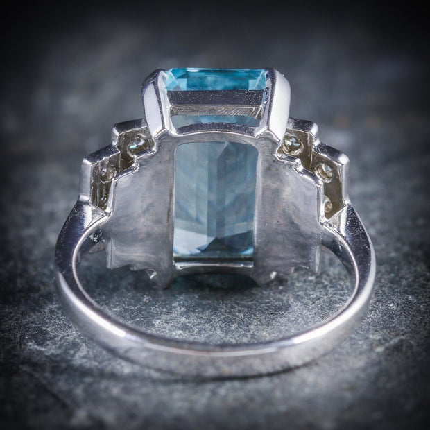 6Ct Aquamarine Diamond Engagement Ring 18Ct Gold