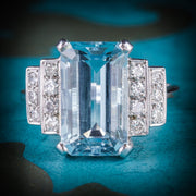 6Ct Aquamarine Diamond Engagement Ring 18Ct Gold