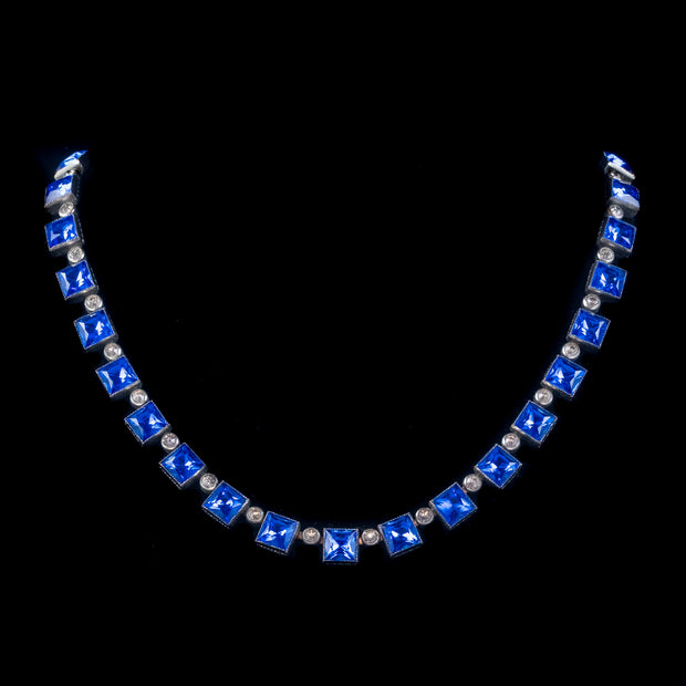 Art Deco Blue Paste Collar Necklace Circa 1920